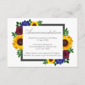 ひまわりとバラの花のウェディングステイカード エンクロージャーカード (正面)