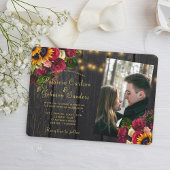 ひまわりとバラのQRコード写真　ナチュラルウェディング 招待状