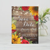 ひまわりとバラのSave the Dateカード セーブザデート (スタンド正面)