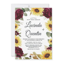 ひまわりとバラ ワインレッド ラスティックウェディング