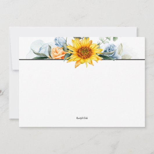 ひまわりとバラ 招待状 (裏面)