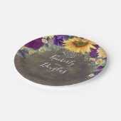 ひまわりとパープル ラスティック フォール ウェディング ペーパープレート (アングル)