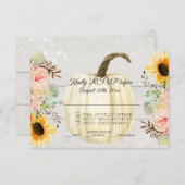 ひまわりとピンクの花のルースドパンプキンウッドの出欠確認カード 招待状 (正面/裏面)