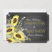 ひまわりとブラックボードの結婚式招待状カード 招待状 (裏面)