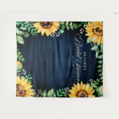 ひまわりとベイビーズブレスのブライダルシャワーの背景 タペストリー (正面(横))