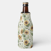 ひまわりとマルハナバチの花 ボトルクーラー (ボトル正面)