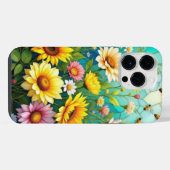 ひまわりとミツバチのスマホケース iPhoneケース (裏面横)
