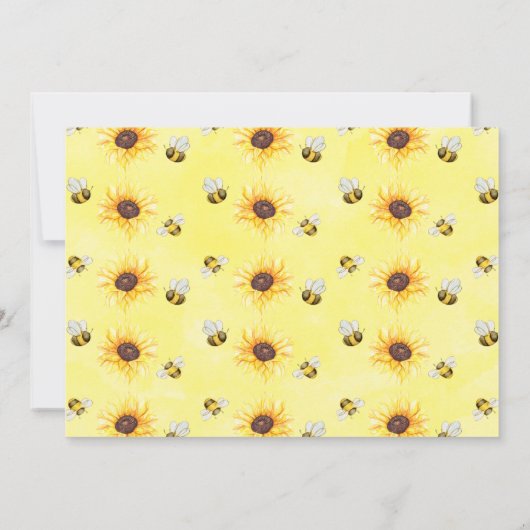 ひまわりとミツバチのミツバチの日の写真1歳の誕生日 招待状 (裏面)