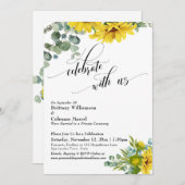 ひまわりとユーカリのお祝いを一緒にと ウェルカムパーティー 招待状 (正面/裏面)