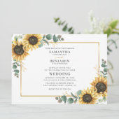 ひまわりとユーカリのグリーンウェディングフラワー 招待状 (スタンド正面)