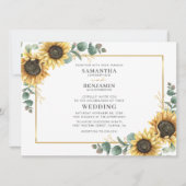 ひまわりとユーカリのグリーンウェディングフラワー 招待状 (正面)