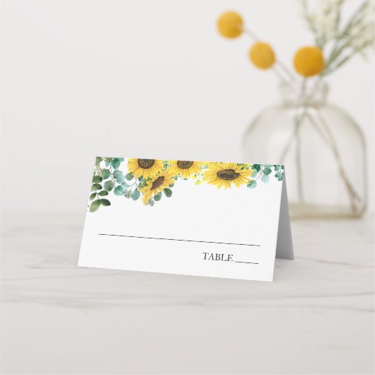 ひまわりとユーカリの名札カード プレイスカード (正面)