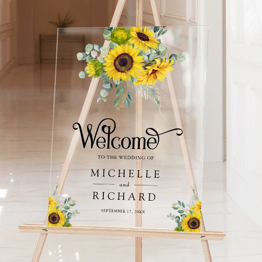 ひまわりとユーカリの結婚式ウェルカムボード アクリルサイン
