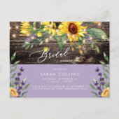 ひまわりとラベンダーのブライダルシャワー 招待状 ラスティック (正面)