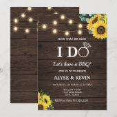 ひまわりとランタンと古材の木のウェディングパーティー BBQ 招待状 (正面/裏面)