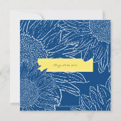 ひまわりとリボン Save the Date: ネイビー イエロー セーブザデート (裏面)