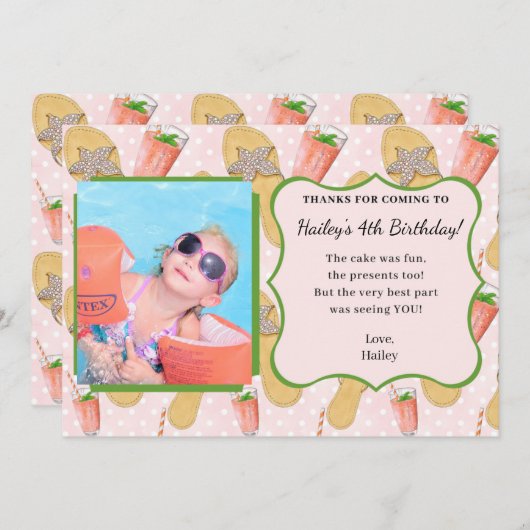 ひまわりとレモネードの写真サンクスカード サンキューカード (正面/裏面)