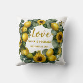 ひまわりとレモンのかすかなリースラブデザイン クッション (裏面)