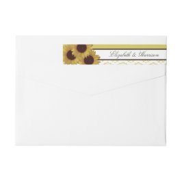 ひまわりとヴィンテージ ラベンダーのウェディング ラップアラウンドラベル