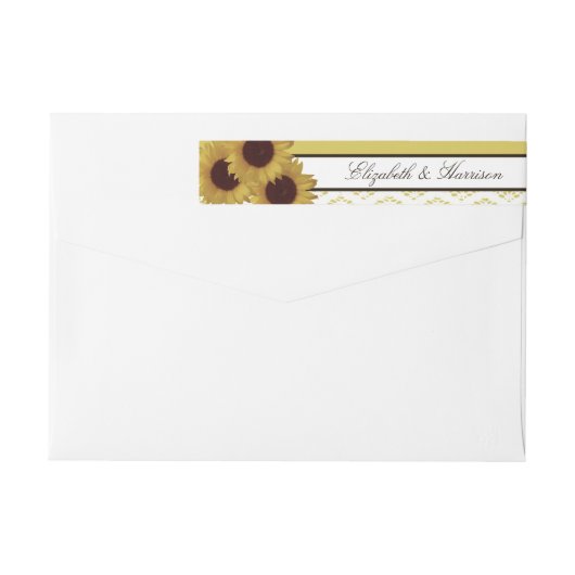 ひまわりとヴィンテージ ラベンダーのウェディング ラップアラウンドラベル (裏面)