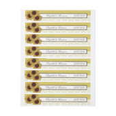 ひまわりとヴィンテージ ラベンダーのウェディング ラップアラウンドラベル (シート)