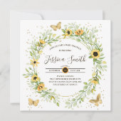 ひまわりと可愛い蝶のベビーシャワー 招待状 (正面)