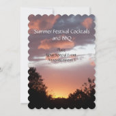 ひまわりと夏の夕焼けのラスティックウェディングパーティー 招待状 (裏面)