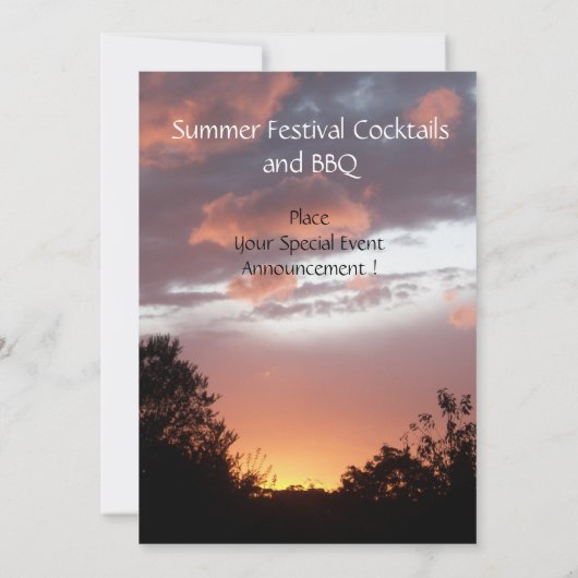 ひまわりと夏の夕焼けのラスティックウェディングパーティー 招待状 (裏面)