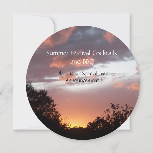 ひまわりと夏の夕焼けのラスティックウェディングパーティー 招待状 (裏面)