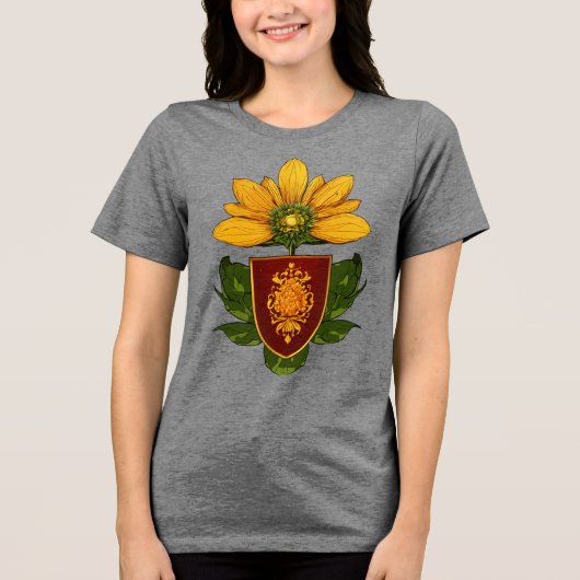 ひまわりと太陽 - 希望と成長の象徴 トライブレンドTシャツ (正面)