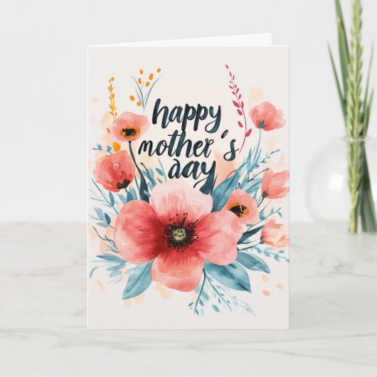 ひまわりと幸せな母の日のグリーティングカード シーズンカード (正面)