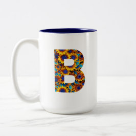 ひまわりと文字Bのマグカップ ツートーンマグカップ