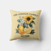 ひまわりと柑橘のデザイン クッション (裏面)