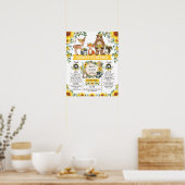 ひまわりと森の動物たち　1歳の誕生日記念 ポスター (キッチン)