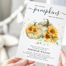 ひまわりと白いかぼちゃの双子 秋のベイビーシャワー