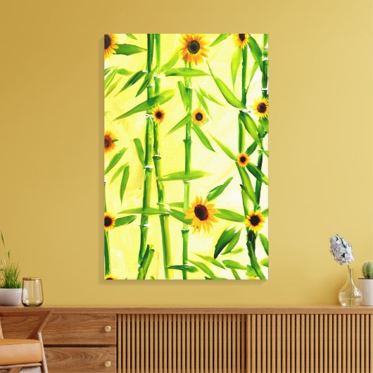 ひまわりと竹 キャンバスプリント (インサイチュ (リビング))