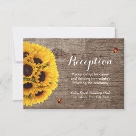 ひまわりと納屋の木の素朴な結婚式の披露宴 招待状