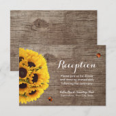ひまわりと納屋の木の素朴な結婚式の披露宴 招待状 (正面/裏面)