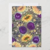 ひまわりと紫のローズの結婚記念日 招待状 (裏面)