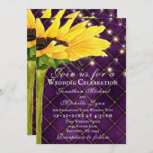 ひまわりと紫の上の明結婚かり 招待状 (正面/裏面)