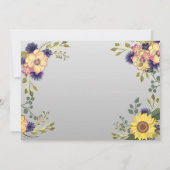 ひまわりと紫の花の秋の結婚式 セーブザデート (裏面)