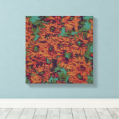 ひまわりと葉の迷彩模様 キャンバスプリント (インサイチュ (ウッドフロア))