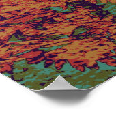 ひまわりと葉の迷彩模様 ポスター (角)