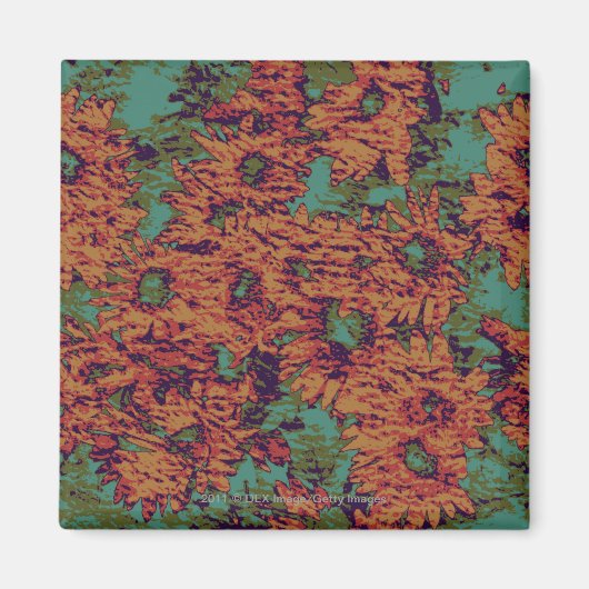 ひまわりと葉の迷彩模様 マグネット (正面)