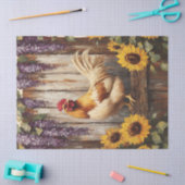 ひまわりと藤の花のいる農村の雄鳥 薄葉紙 (クラフト)