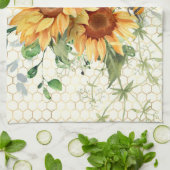 ひまわりと蜂 キッチンタオル (折り畳み)