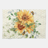 ひまわりと蜂 キッチンタオル (横)