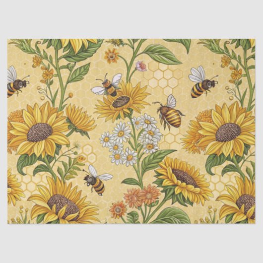 ひまわりと蜂 薄葉紙 (正面)