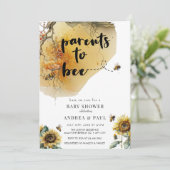 ひまわりと蜂 | 蜂のベイビーシャワー 招待状 (スタンド正面)