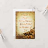 ひまわりと蝶のフラットグリーティングカードメッセージ カード (正面/裏面インサイチュ)